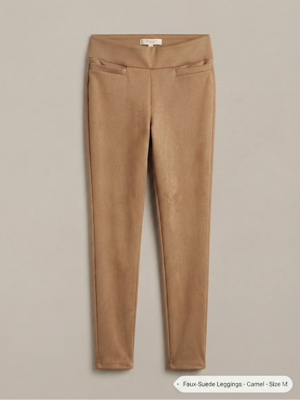 Faux Suede Pull-On Skinny Leggings in Camel
